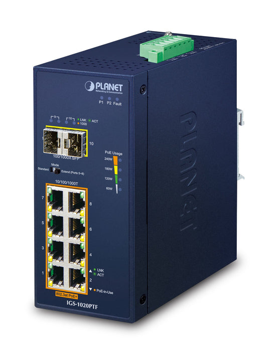 EAN 4711605284943 - PLANET IP30 Ind 8-P 10/100/1000T No administrado Gigabit Ethernet (10/100/1000) Energía sobre Ethernet (P imagen 1