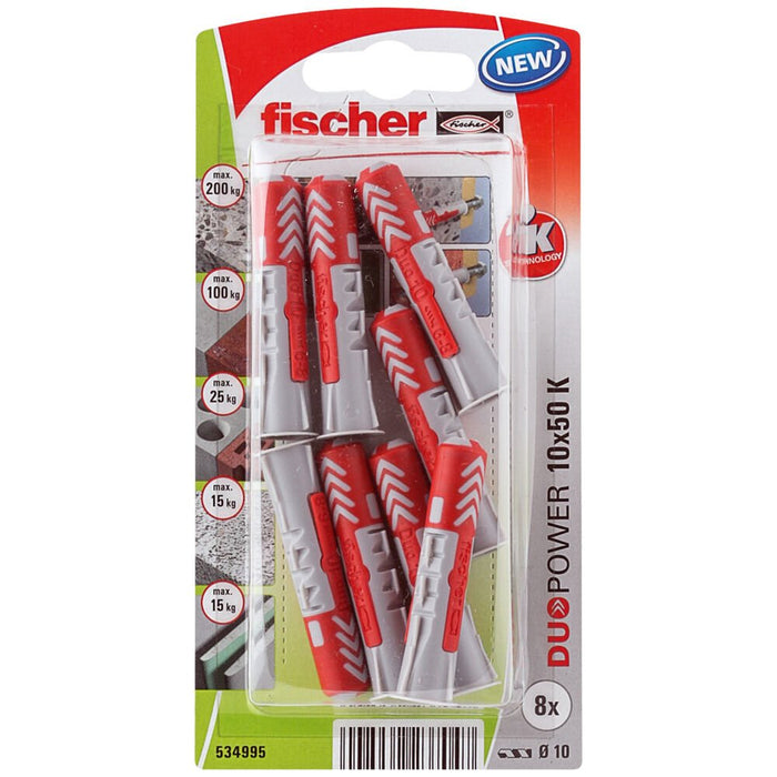 EAN 4048962237047 - Fischer 534995 tornillo de anclaje y taco 8 pieza(s) Juego de enchufes de pared y tornillos 50 mm imagen 1