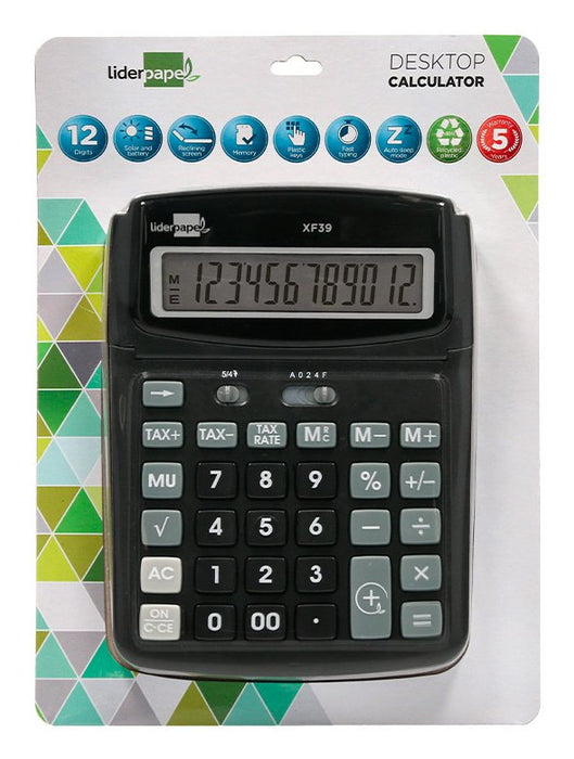 EAN 8423473056770 - Liderpapel XF39 calculadora Escritorio Calculadora básica Negro imagen 1