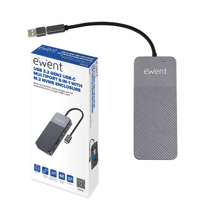 EAN 8052101435993 - Ewent EW1156 base para portátil y replicador de puertos Alámbrico USB 3.2 Gen 1 (3.1 Gen 1) Type-C Alumin imagen 2