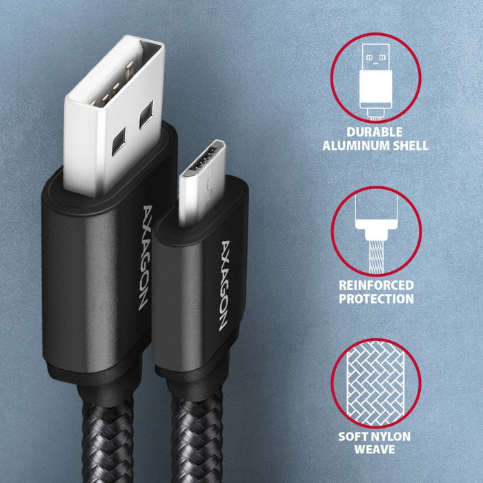 EAN 8595247905888 - Axagon BUMM-AM20AB cable USB USB 2.0 2 m Micro-USB B USB A Negro imagen 3