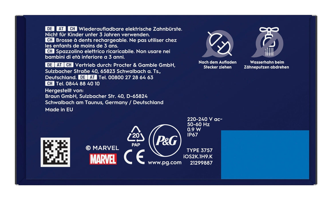 EAN 8700216932820 - Oral-B iO Kids Spiderman Niño Cepillo dental giratorio Negro imagen 6