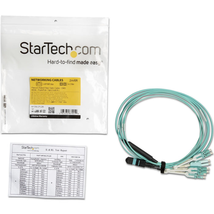 EAN 65030879019 - StarTech.com MPO8LCPL2M Cable de fibra óptica e InfiniBand 2 m MPO/MTP 8x LC Color aguamarina imagen 5