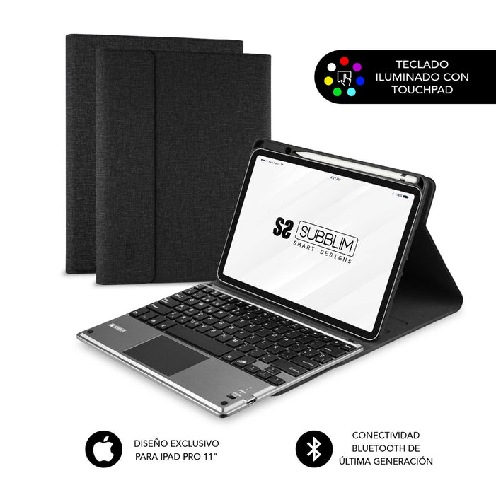 EAN 8436586741426 - SUBBLIM FUNDA + TECLADO TABLET IPAD PRO BLUETOOTH 11'' TOUCHPAD BLACK QWERTY Español Bluetooth/Micro-USB  imagen 1