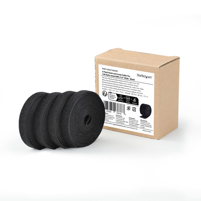 EAN 65030936767 - StarTech.com HKLP15054PK organizador de cables Universal Bridas adherentes para cables Negro 4 pieza(s) imagen 6
