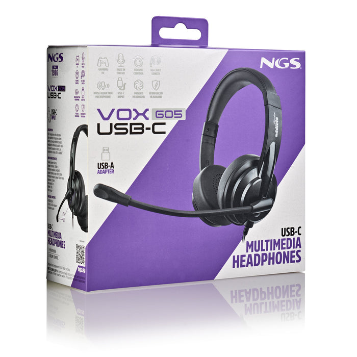 EAN 8435430626667 - NGS VOX605 USB-C Auriculares Alámbrico Diadema Llamadas/Música USB Tipo C Negro imagen 5