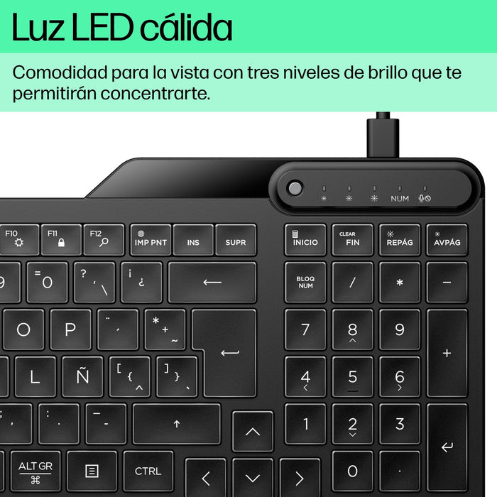 EAN 0197192768501 - HP 400 Backlit Wired Keyboard teclado Hogar USB QWERTY Inglés Negro imagen 7