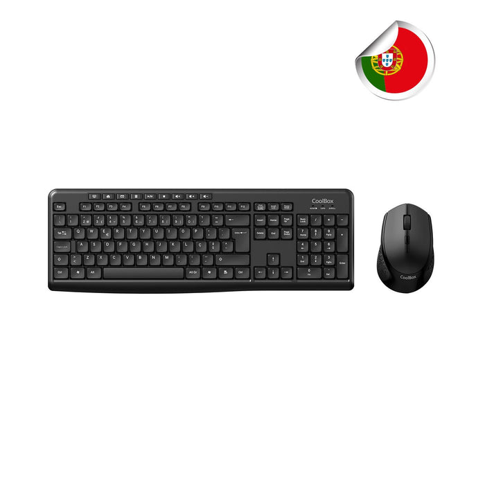 EAN 8436624423666 - CoolBox COO-KTR-03WPT teclado Ratón incluido Hogar / Oficina RF inalámbrica + USB QWERTY Portugués Negro imagen 1