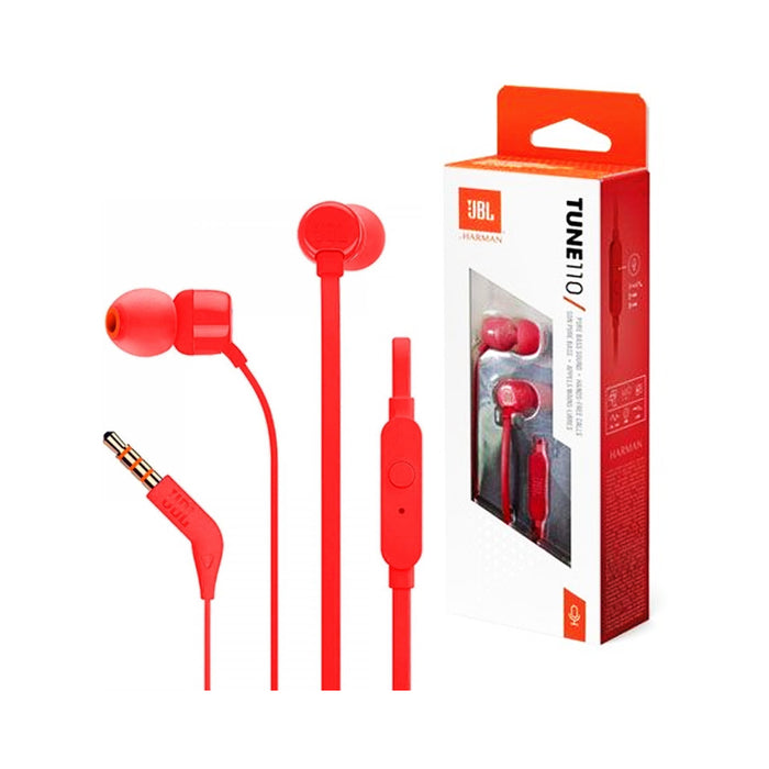 Auriculares Intrauditivos Jbl T110 Con Micrófono Jack 3.5 Rojo