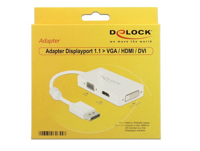 EAN 4043619626557 - DeLOCK 0.16m DisplayPort/VGA+HDMI+DVI-D 0,16 m VGA (D-Sub)+ HDMI + DVI Blanco imagen 2