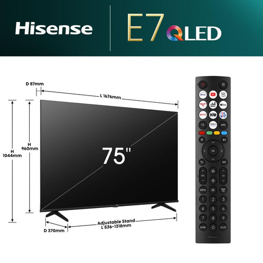 EAN 6942351402680 - Hisense 75E7NQ 190,5 cm (75") 4K Ultra HD Smart TV Wifi Negro 350 cd / m² imagen 2