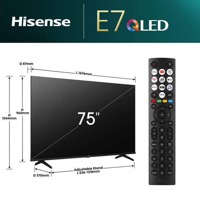 EAN 6942351402680 - Hisense 75E7NQ 190,5 cm (75") 4K Ultra HD Smart TV Wifi Negro 350 cd / m² imagen 2