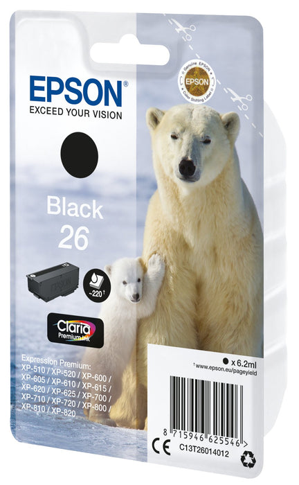 EAN 8715946625553 - Epson Polar bear C13T26014022 cartucho de tinta 1 pieza(s) Original Rendimiento estándar Negro imagen 1