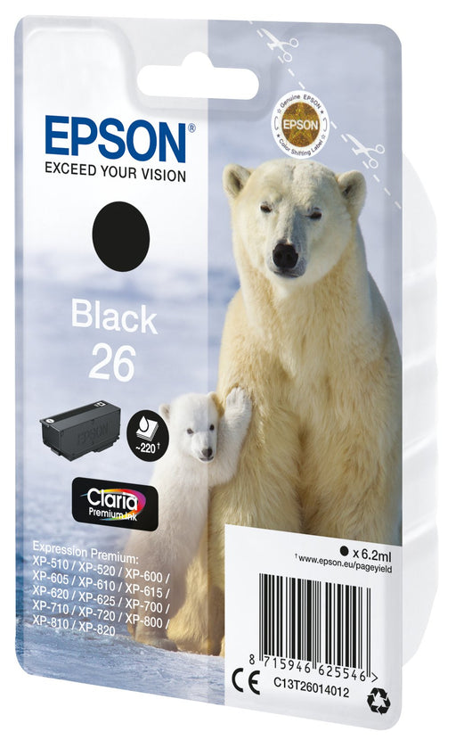 EAN 8715946625553 - Epson Polar bear C13T26014022 cartucho de tinta 1 pieza(s) Original Rendimiento estándar Negro imagen 1