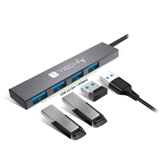 EAN 8059018365948 - Techly IUSB32-HUB4A-4U3SL base para portátil y replicador de puertos Alámbrico USB 3.2 Gen 1 (3.1 Gen 1)  imagen 3