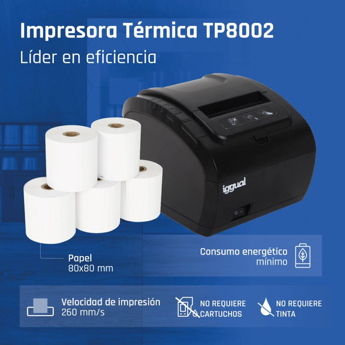EAN 8435364316641 - iggual TP8002 203 x 203 DPI Alámbrico Térmica directa Impresora de recibos imagen 8