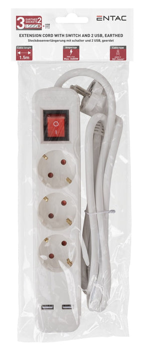 EAN 5999097978260 - Entac ESE1.5G3-1.5-SW-USB base múltiple 1,5 m 3 salidas AC Interior Blanco imagen 2