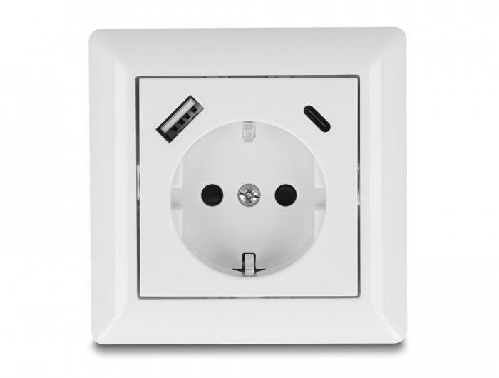 EAN 4043619114993 - DeLOCK 11499 toma de corriente Type F + USB A + USB C Blanco imagen 1