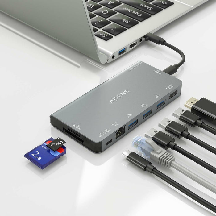 EAN 8436574709773 - AISENS ASUC-8P015-GR base para portátil y replicador de puertos Alámbrico USB 3.2 Gen 1 (3.1 Gen 1) Type- imagen 6