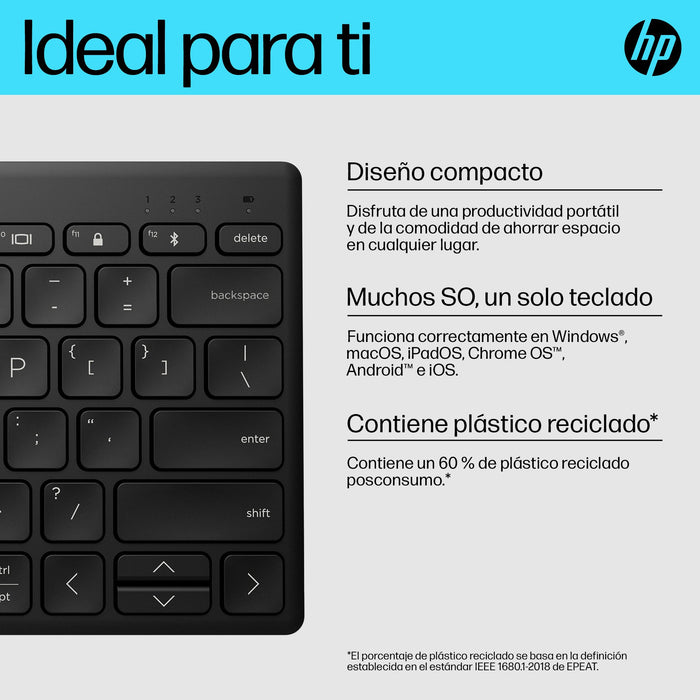 EAN 0196548516216 - HP 355 Compact Multi-Device Keyboard teclado Hogar Negro imagen 10