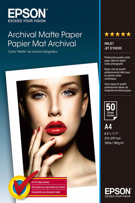 EAN 0010343830073 - Epson Archival, DIN A4, 192 g/m² Blanco Mate imagen 1