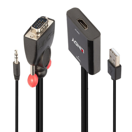 EAN 4002888382847 - Lindy 38284 adaptador de cable de vídeo VGA (D-Sub) + 3,5mm HDMI + USB Negro imagen 1