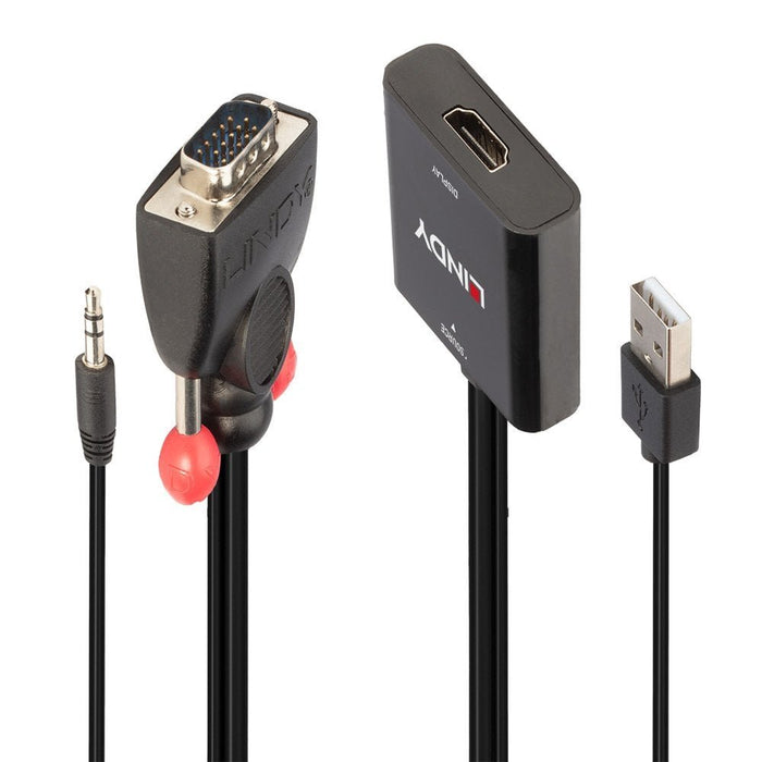 EAN 4002888382847 - Lindy 38284 adaptador de cable de vídeo VGA (D-Sub) + 3,5mm HDMI + USB Negro imagen 1