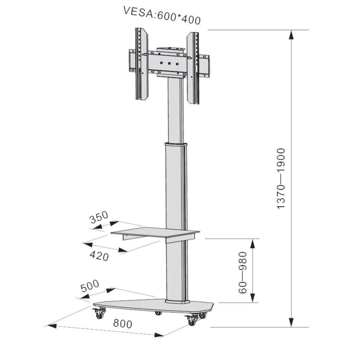 EAN 8051128108910 - Techly ICA-TR3WH soporte para pantalla de señalización 177,8 cm (70") Blanco imagen 3
