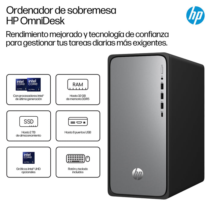EAN 0199764264374 - HP OmniDesk Desktop M02-0015ns PC Intel® Core™ i5 i5-14400 16 GB DDR5-SDRAM 1 TB SSD FreeDOS Torre Plata imagen 3