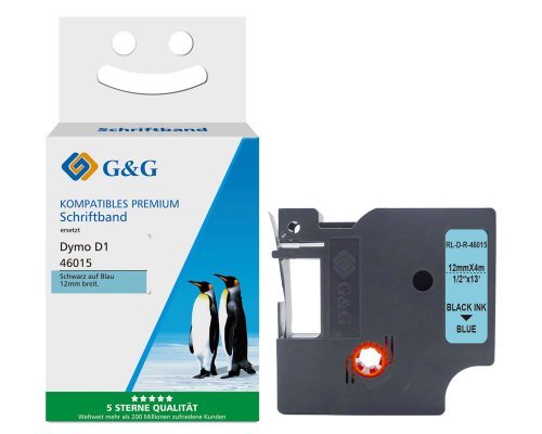 EAN 6941881283554 - G&G 18800 cinta para impresora de etiquetas Negro sobre azul D1 imagen 1
