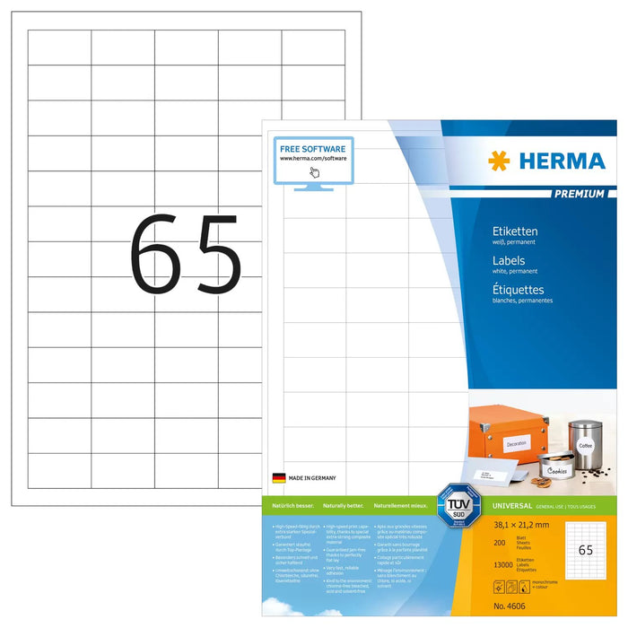 EAN 4008705046060 - HERMA 4606 etiqueta de impresora Blanco Etiqueta para impresora autoadhesiva imagen 1