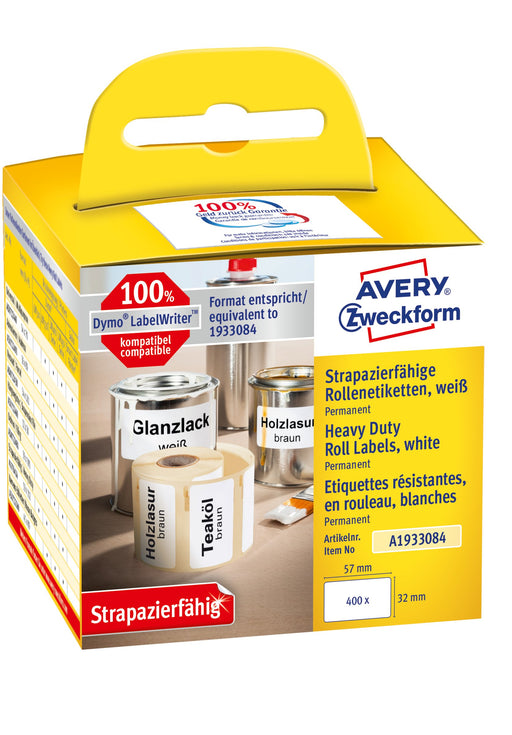 EAN 4004182617267 - Avery A1933084 etiqueta autoadhesiva Rectángulo redondeado Permanente Blanco 400 pieza(s) imagen 1
