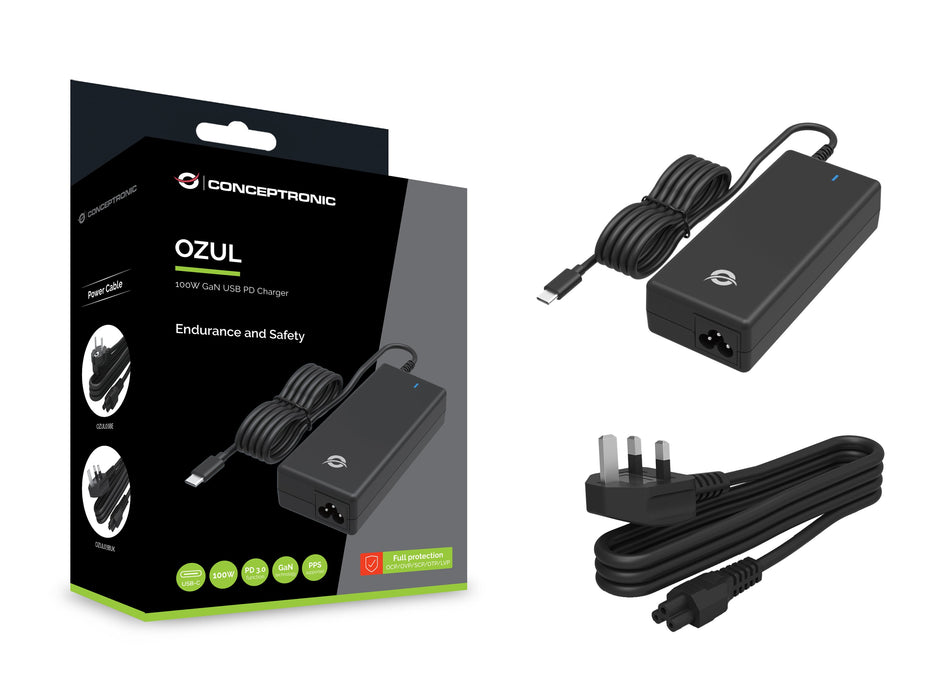 EAN 4015867235010 - Conceptronic OZUL03BUK adaptador e inversor de corriente Interior 100 W Negro imagen 5