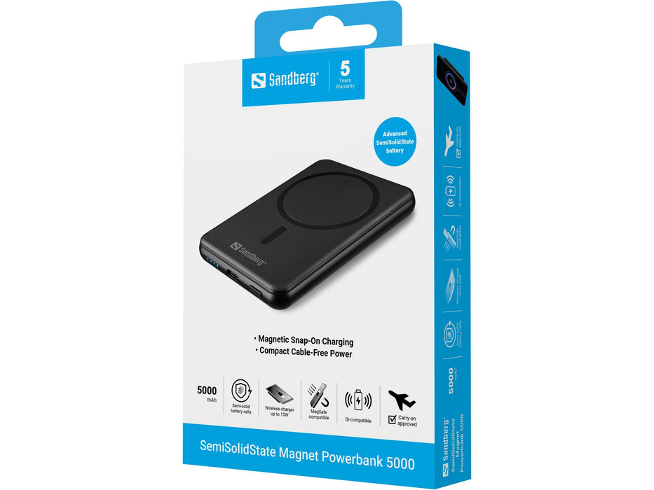 EAN 5705730421501 - Sandberg 421-50 batería externa Semisólido 5000 mAh Cargador inalámbrico Negro imagen 5