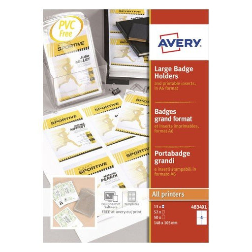 EAN 4004182021873 - Avery 4834XL insignia/pase Portaetiquetas Poliéster 50 pieza(s) imagen 1