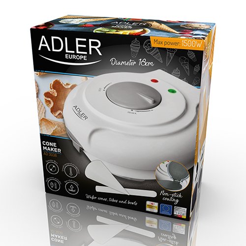 EAN 5902934830256 - Adler AD 3038 gofrera 1 barquillo(s) 1500 W Gris, Blanco imagen 7