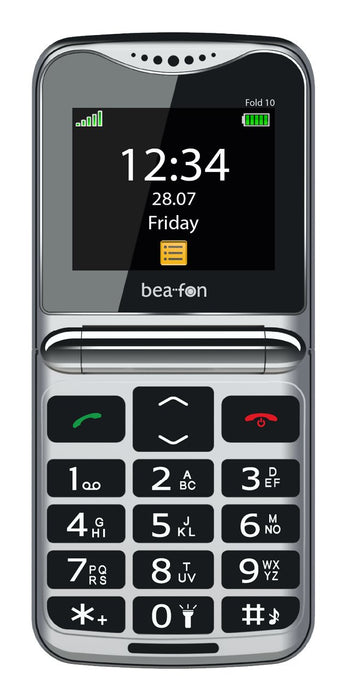 EAN 9120124823956 - Beafon Fold10 5,59 cm (2.2") 95 g Negro, Plata Teléfono para personas mayores imagen 1