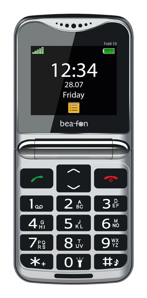 EAN 9120124823956 - Beafon Fold10 5,59 cm (2.2") 95 g Negro, Plata Teléfono para personas mayores imagen 1