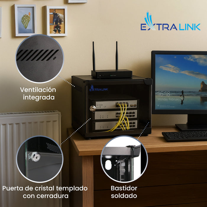 EAN 5907207228815 - Extralink LITE 4U 10 280X310 WALL-MOUNTED RACKMOUNT CABINET BLACK Estante montado en suelo/pared/independ imagen 9