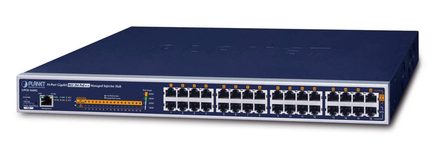EAN 4711605281867 - PLANET UPOE-1600G switch Gestionado Gigabit Ethernet (10/100/1000) Energía sobre Ethernet (PoE) 1U Azul imagen 1