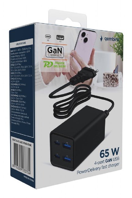 EAN 8716309133784 - Gembird TA-UC-2A2C-PD65-01-BK cargador de dispositivo móvil Portátil, Smartphone Negro Corriente alterna  imagen 7