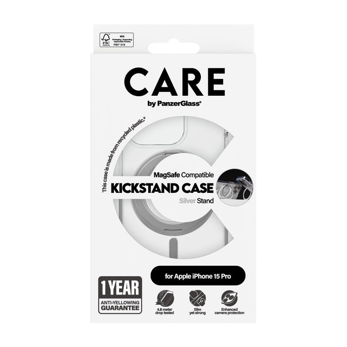 EAN 5715685005497 - PanzerGlass CARE™ by ® Case Transparent w. Silver Kickstand & MagSafe iPhone 15 Pro funda para teléfono m imagen 3