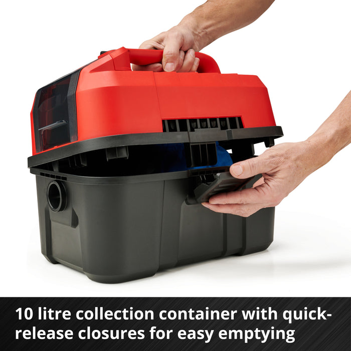 EAN 4006825640274 - Einhell TE-VC 18/10 Li-Solo 10 L Negro, Rojo imagen 4