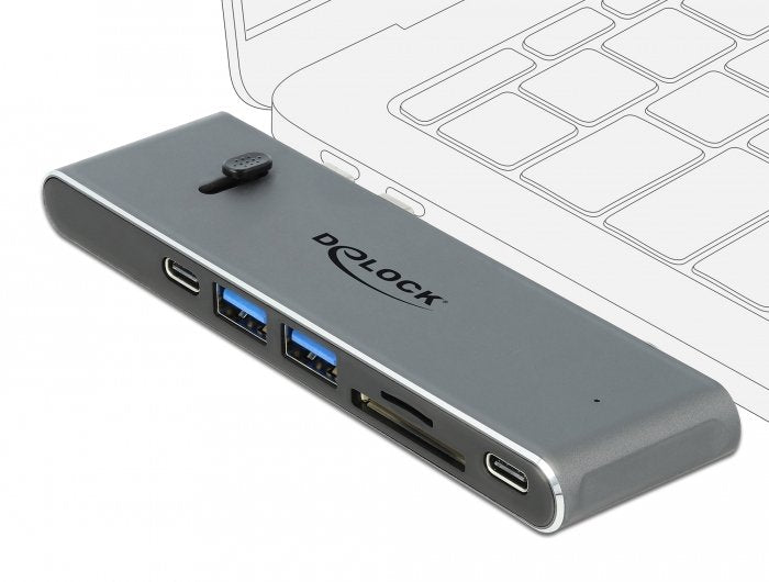 EAN 4043619877522 - DeLOCK 87752 base para portátil y replicador de puertos Alámbrico USB 3.2 Gen 1 (3.1 Gen 1) Type-C Gris imagen 3