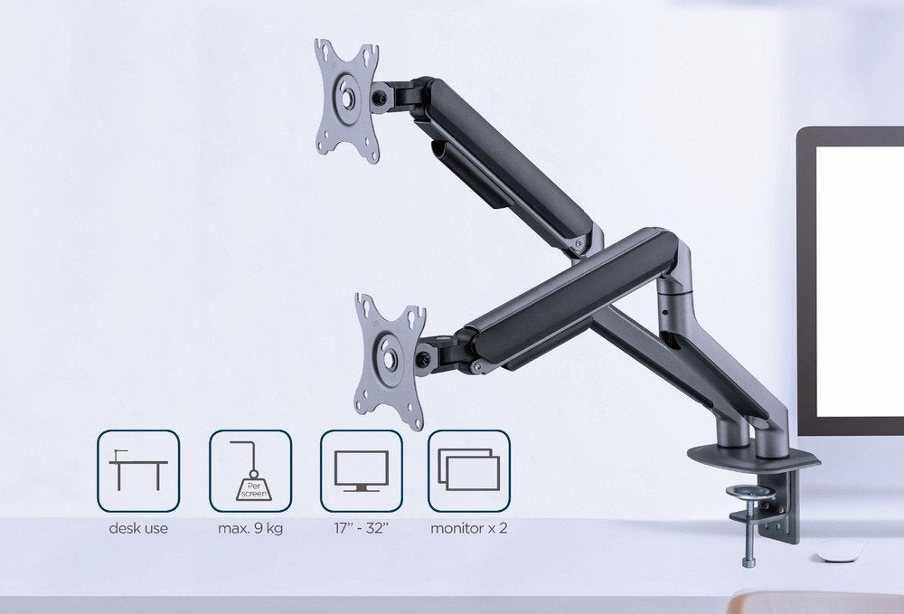 EAN 8716309127714 - Gembird MA-DA2-05 soporte para monitor 81,3 cm (32") Escritorio Gris imagen 12