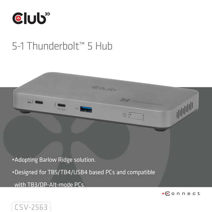 EAN 8719214473495 - CLUB3D CSV-2563 hub de interfaz Thunderbolt 5 120000 Mbit/s Plata imagen 3