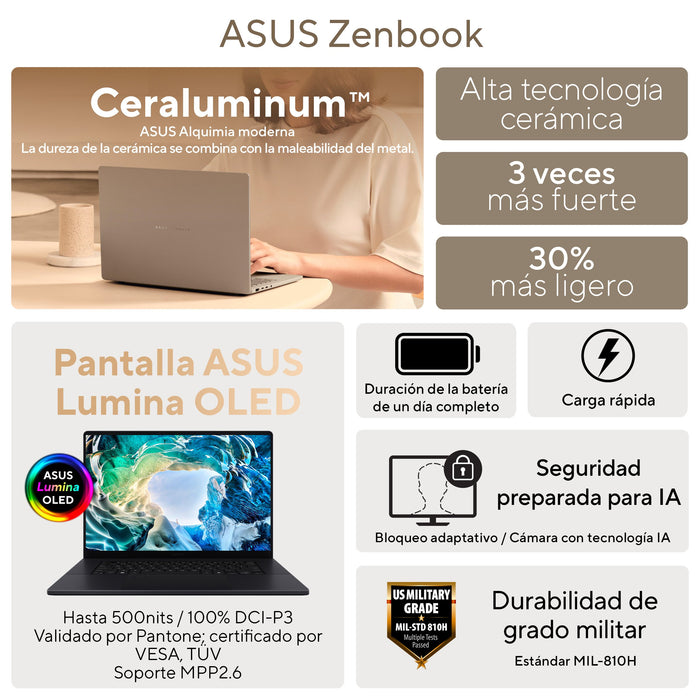EAN 4711636425773 - ASUS Zenbook S14 UX5406AA-SU248W Copilot+ PC 35,6 cm (14") Pantalla táctil LPDDR5x-SDRAM Wi-Fi 7 (802.11b imagen 3