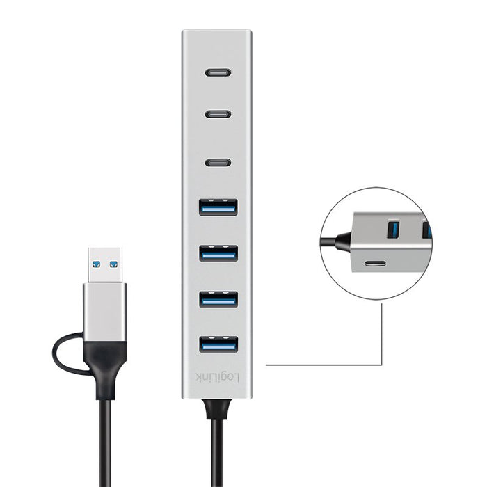 EAN 4052792076271 - LogiLink UA0442 hub de interfaz USB 3.2 Gen 1 (3.1 Gen 1) Type-A + Type-C 5000 Mbit/s Gris imagen 2