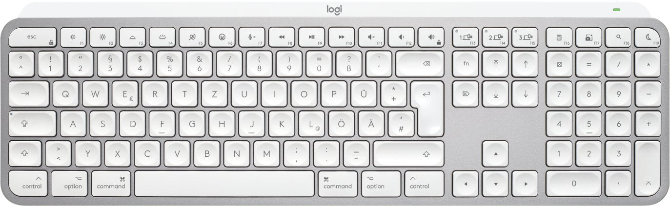 EAN 5099206114562 - Logitech MX Keys S for Mac teclado Oficina RF Wireless + Bluetooth QWERTZ Alemán Aluminio, Blanco imagen 1