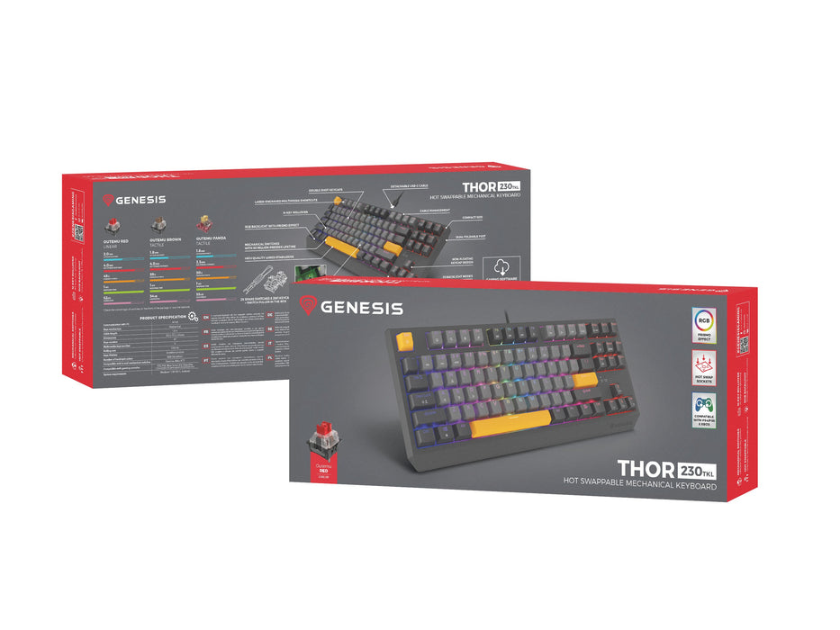 EAN 5901969443325 - GENESIS Thor 230 TKL teclado Juego USB + RF Wireless + Bluetooth QWERTY Negro, Gris, Naranja imagen 18